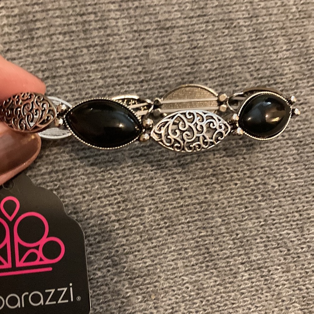 Paparazzi black, and silver costume jewelry bracelet